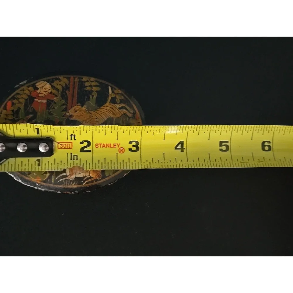 Vintage Paper Mache Box Deer Rabbit Hunting Kashmir India‎ Hand Painted 3